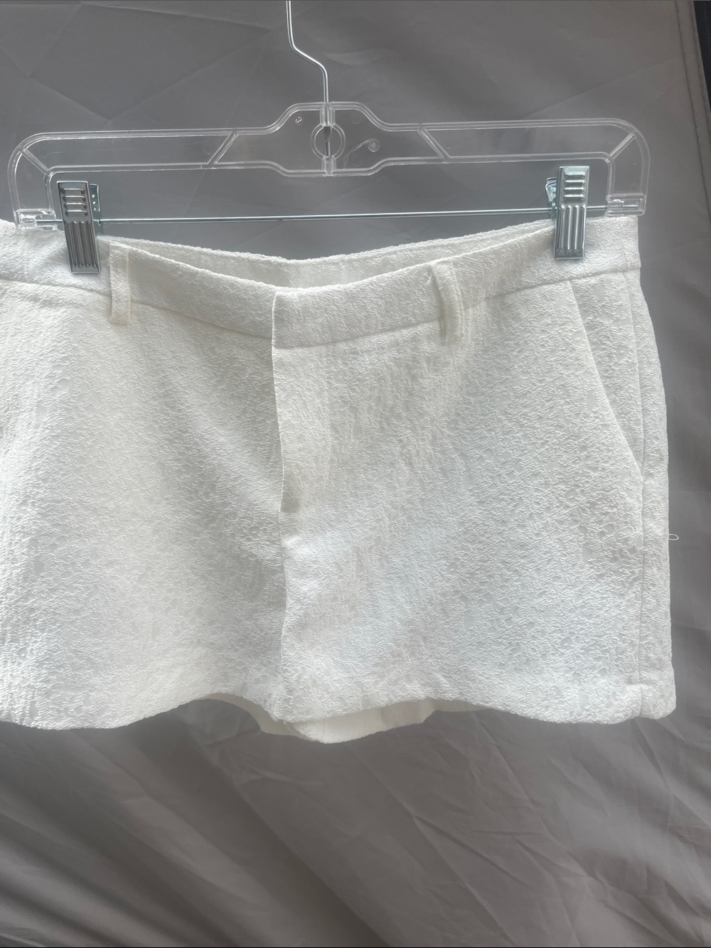 Lucy Paris White Textured High-Rise Shorts